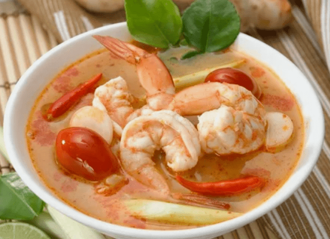 ซุปทอมมันเทศกับกุ้ง